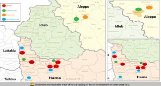 Catchment and reachable areas of Syrian Society for Social Development in north-west Syria 1